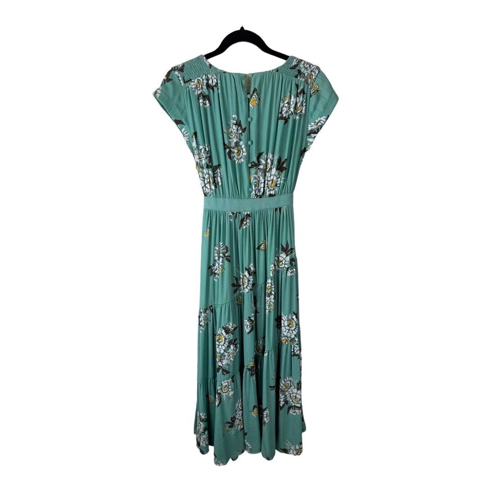 Free People All I Got Maxi Dress Torquiose Floral Womens Size 0 Floral Tie Waist - Picture 3 of 14